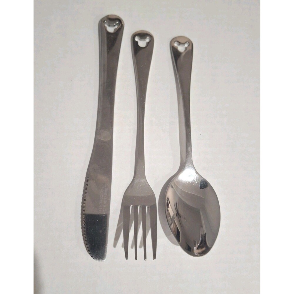 3 Piece Disney Mickey Mouse 18/8 Glossy Stainless Steel Pierced Flatware Set